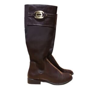 Life Stride Ravish Wide Calf Riding Boots Women's 8.5 Dark Brown Faux Leather
